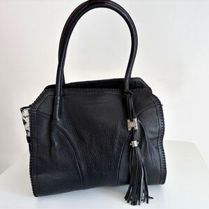Aimee Kestenberg Pebbled Leather Satchel – Python Detail – Tassel Handle